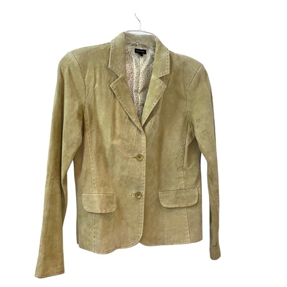 New Frontier sage green 💯 suede jacket/ blazer. Floral lining. Size 10. NWOT. - Picture 2 of 12